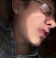 my face smooshed into a scanner